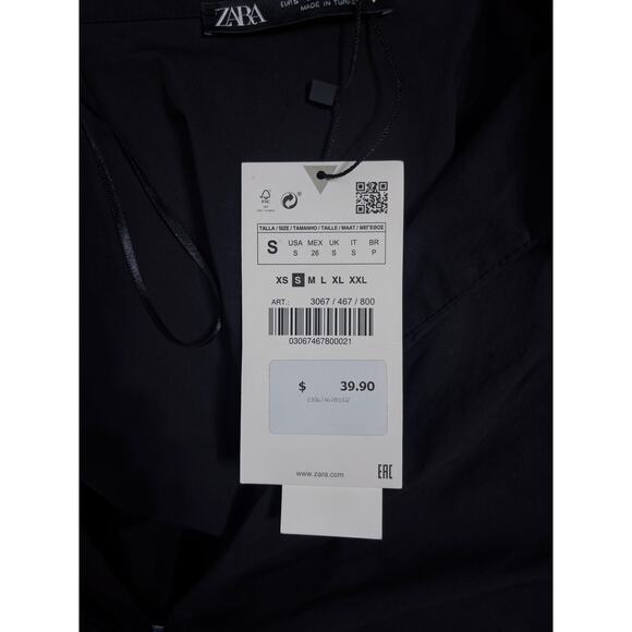 ZARA Black Crop Top Blouse sz S NWT chic night out party minimalist trendy - Picture 4 of 4